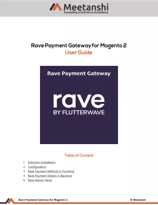 1 extension installation 2 configuration 3 rave