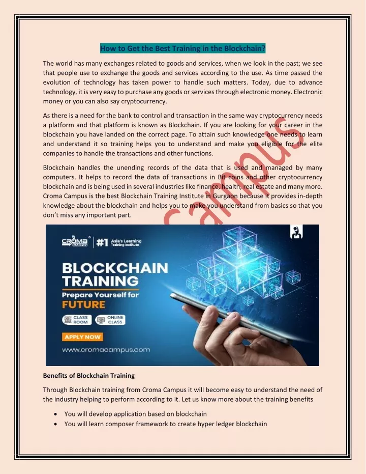 how to get the best training in the blockchain