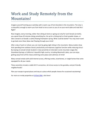 work and study remotely from the mountains