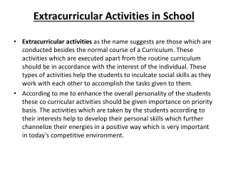 Extracurricular Activities in School
