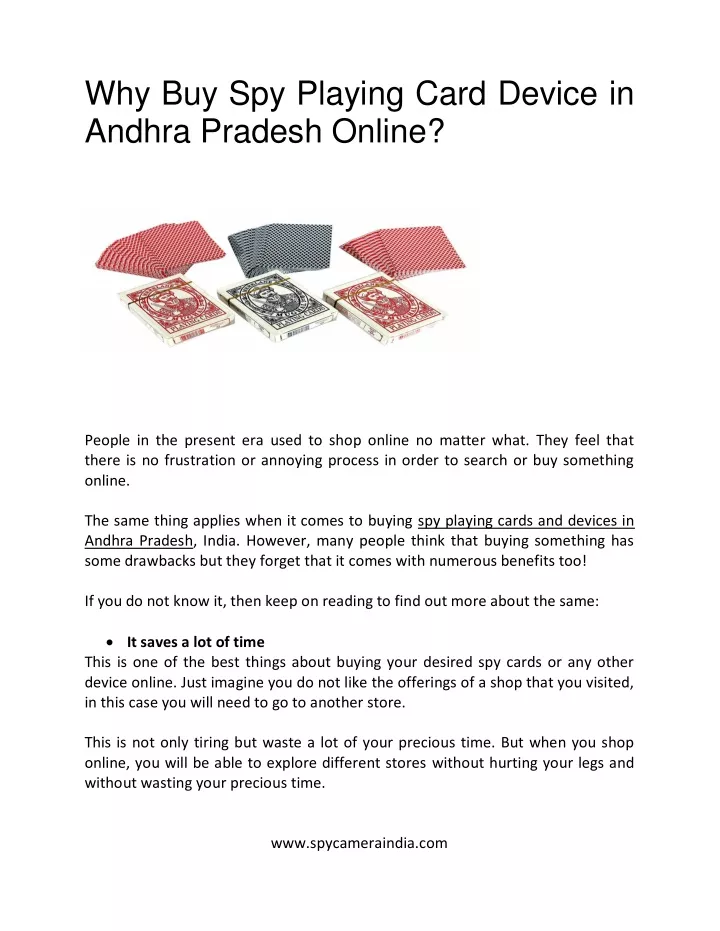 why buy spy playing card device in andhra pradesh