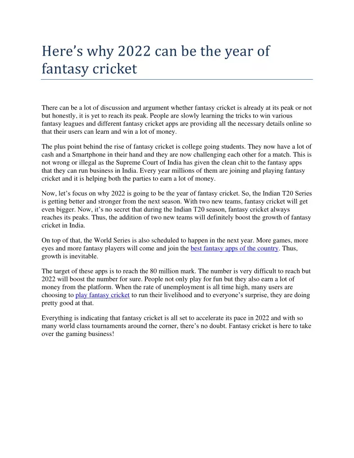 here s why 2022 can be the year of fantasy cricket