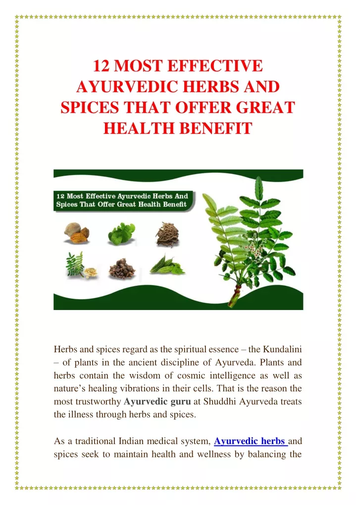 12 most effective ayurvedic herbs and spices that