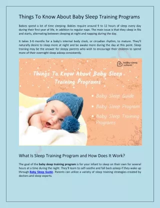 Things To Know About Baby Sleep Training Programs