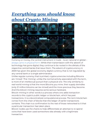 everything you should know about crypto mining