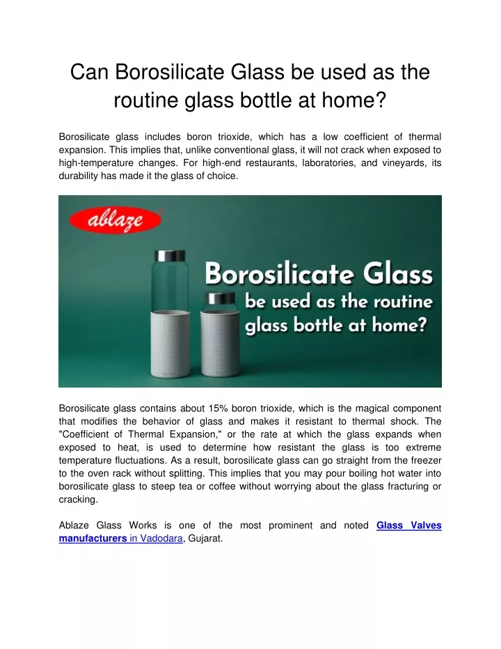 can borosilicate glass be used as the routine