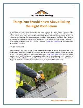 THINGS YOU SHOULD KNOW ABOUT PICKING THE RIGHT ROOF COLOUR