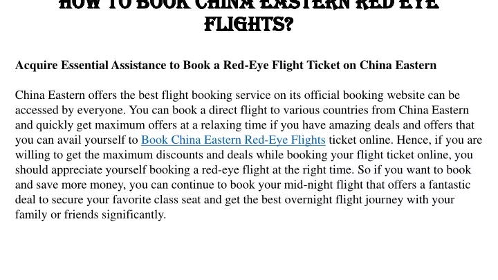 how to book china eastern red eye flights