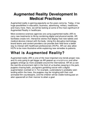 augmented reality development in medical