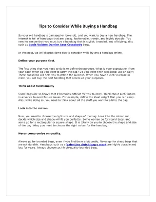 tips to consider while buying a handbag