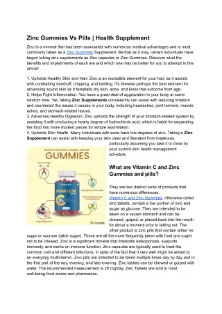 Zinc Gummies Vs Pills _ Health Supplement