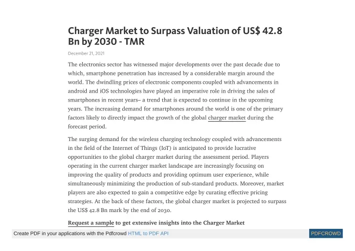 charger market to surpass valuation