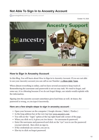 Not Able To Sign In to Ancestry Account