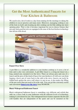 Get the Most Authenticated Faucets for Your Kitchen & Bathroom