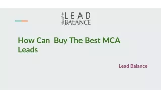 How Can  Buy The Best MCA Leads - Lead Balance