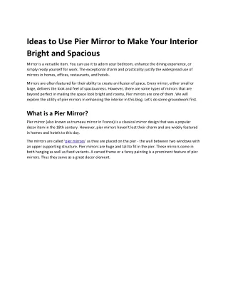 Ideas to Use Pier Mirror To Make Your Interior Bright and Spacious