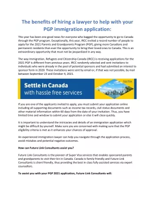 The benefits of hiring a lawyer to help with your PGP immigration application
