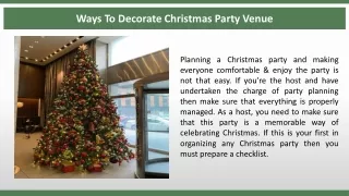 Ways To Decorate Christmas Party Venue