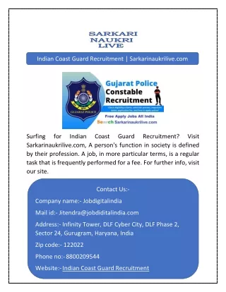 indian coast guard recruitment sarkarinaukrilive