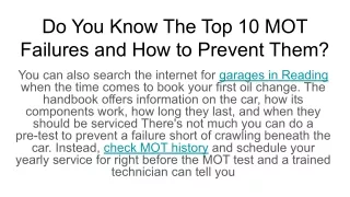 do you know the top 10 mot failures