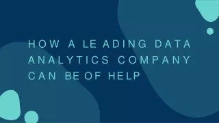 how a le ading data analytics company can be of he lp