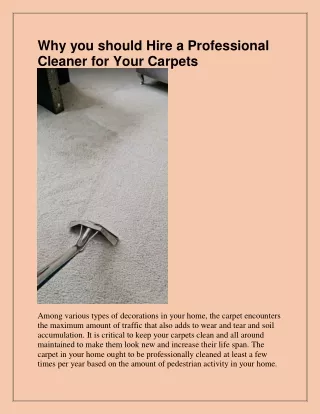 why you should hire a professional cleaner