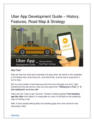 Uber App Development Guide – History, Features, Road Map & Strategy