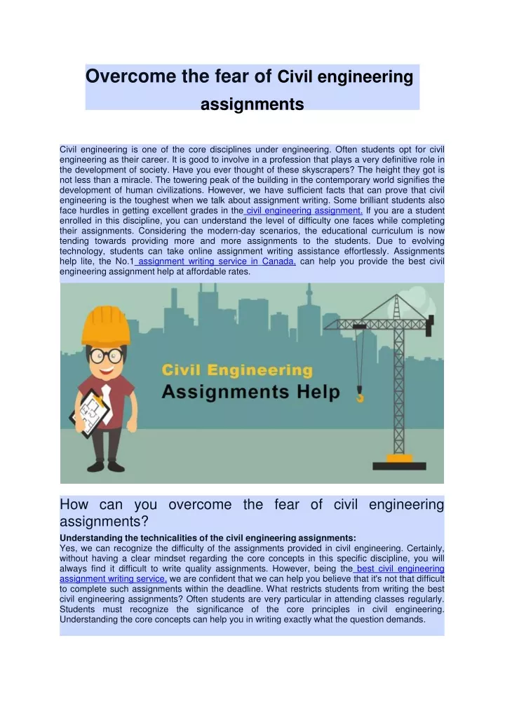 overcome the fear of civil engineering assignments