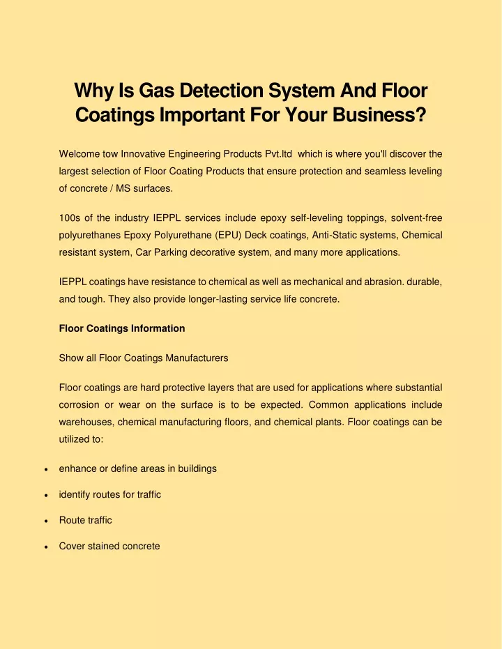 why is gas detection system and floor coatings