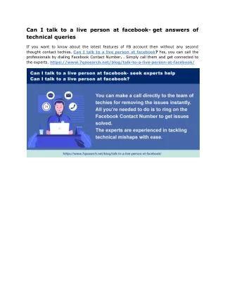 can i talk to a live person at facebook