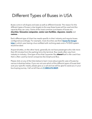 different types of buses in usa