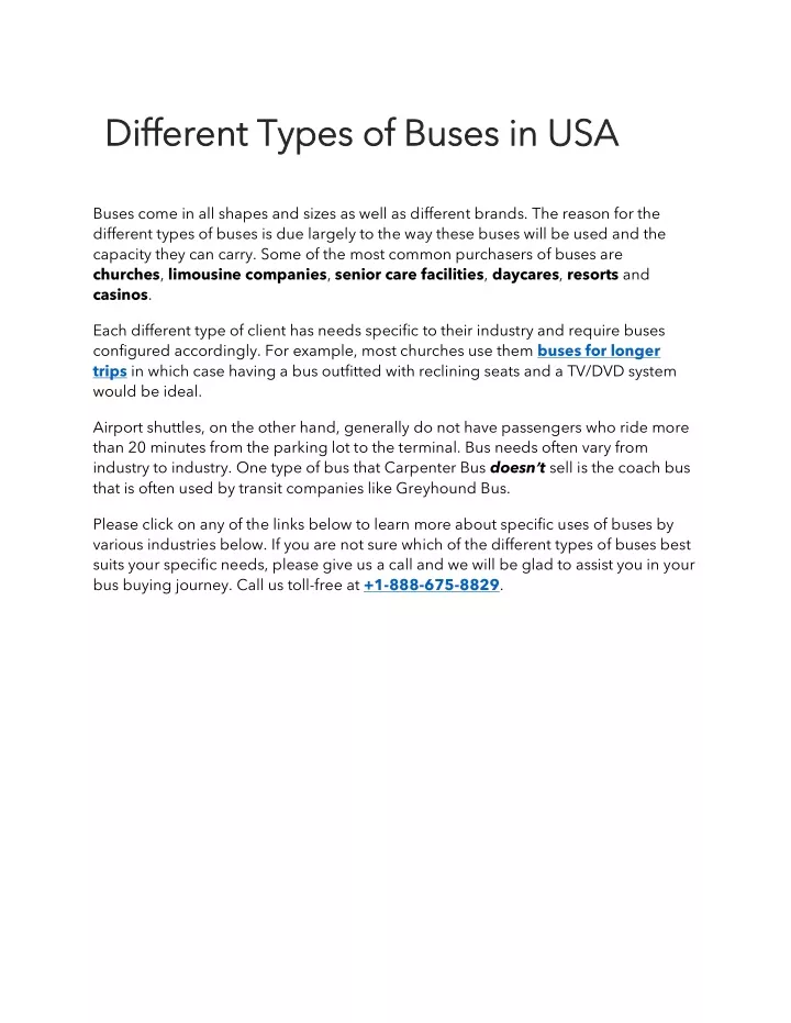 different types of buses in usa