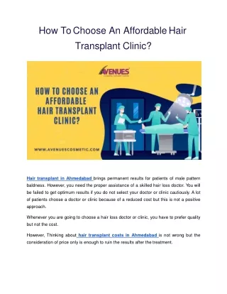 How To Choose An Affordable Hair Transplant Clinic