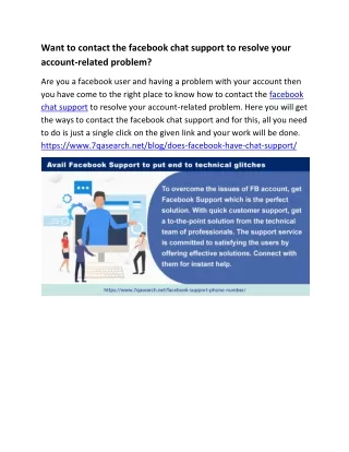 want to contact the facebook chat support