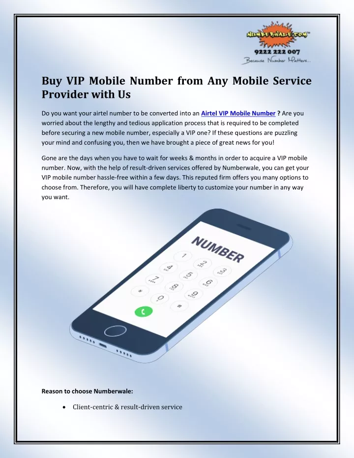 buy vip mobile number from any mobile service