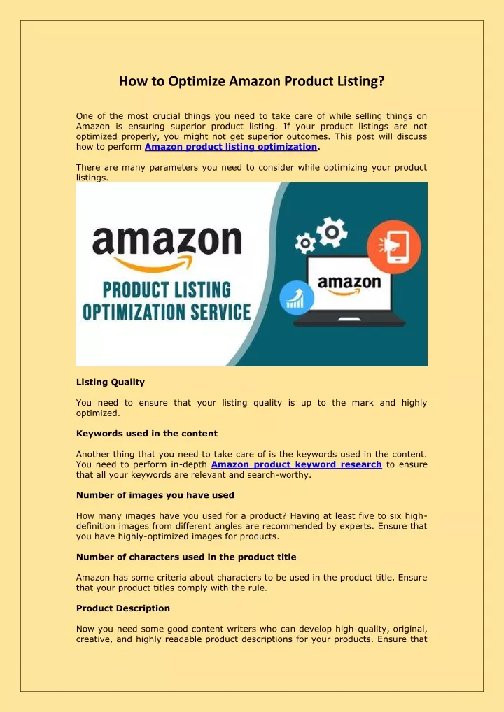 how to optimize amazon product listing