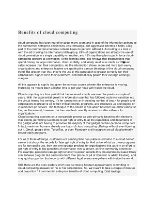 benefits of cloud computing cloud computing