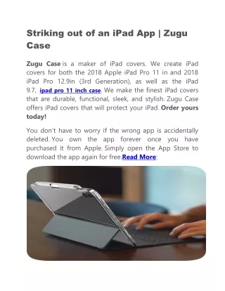 striking out of an ipad app zugu case