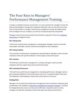 the four keys to managers performance management