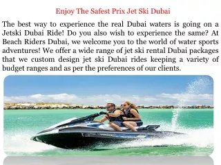 Enjoy The Safest Prix Jet Ski Dubai