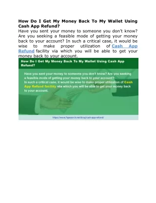 how do i get my money back to my wallet using