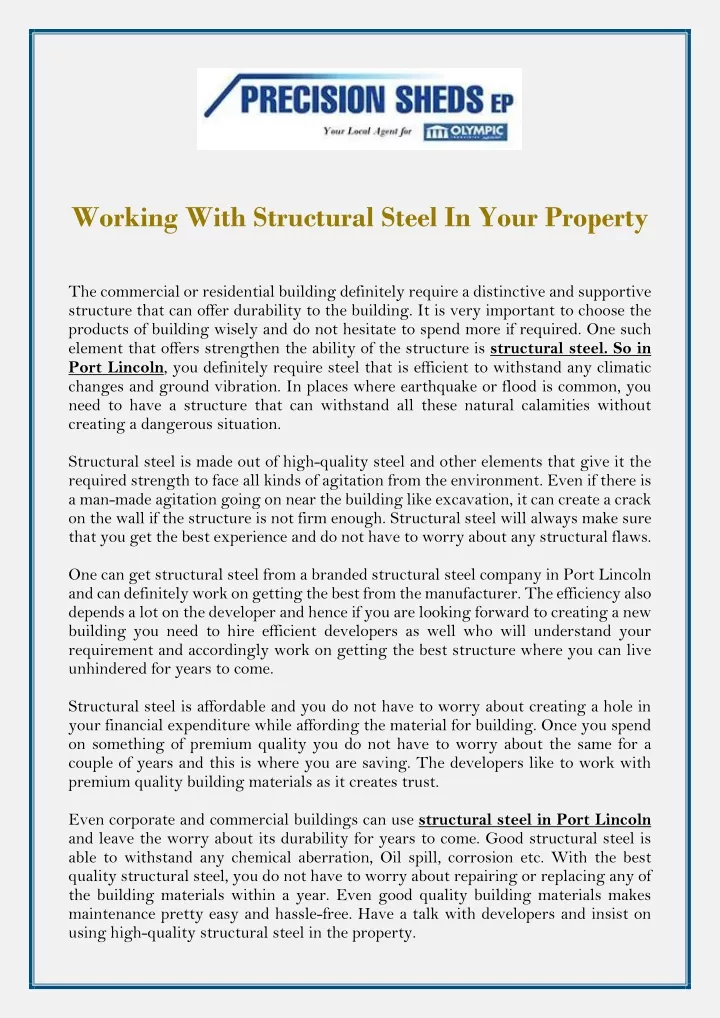 working with structural steel in your property