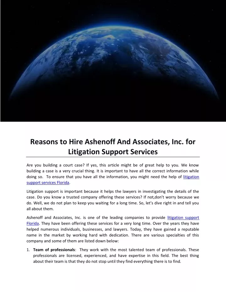 reasons to hire ashenoff and associates