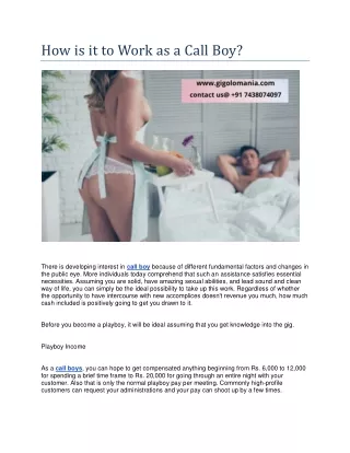 how is it to work as a call boy
