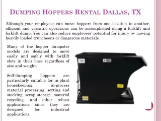 Dumping Hoppers Rental Dallas TX