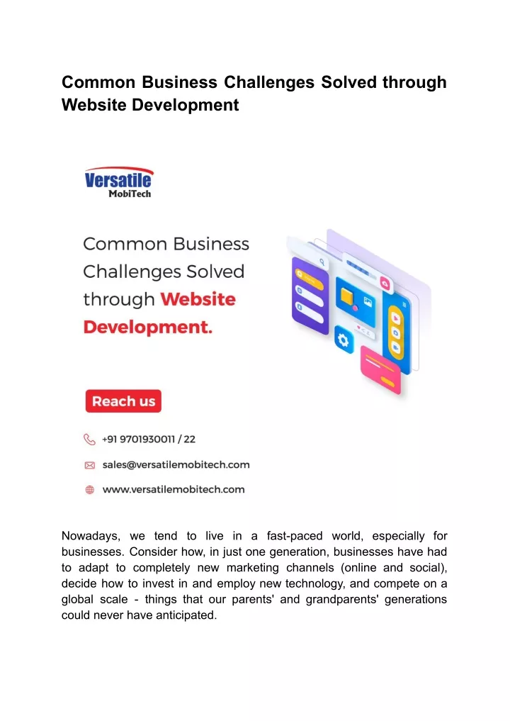 common business challenges solved through website