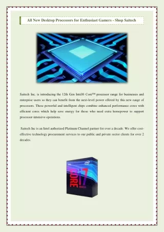 all new desktop processors for enthusiast gamers