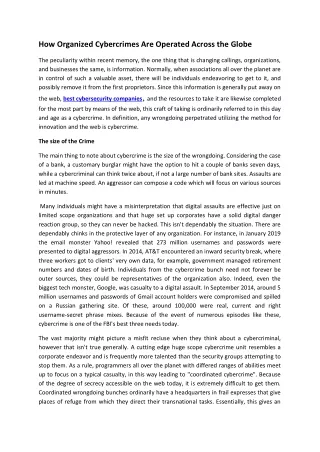 how organized cybercrimes are operated across