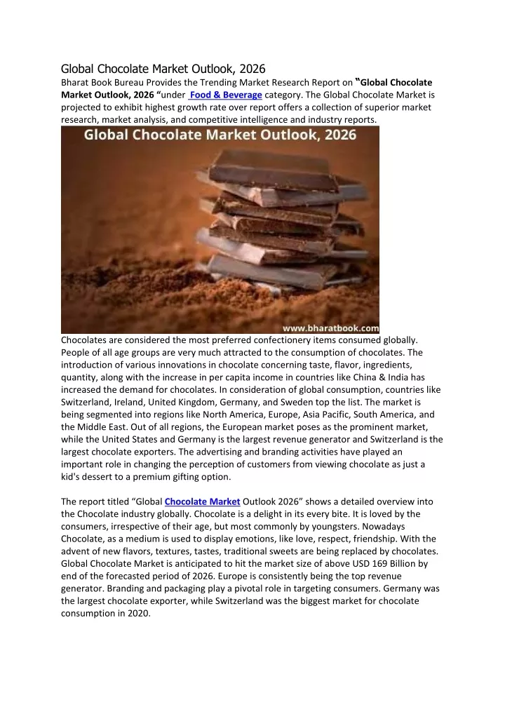 global chocolate market outlook 2026 bharat book