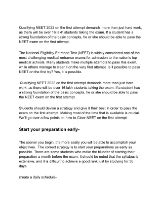 qualifying neet 2022 on the first attempt demands